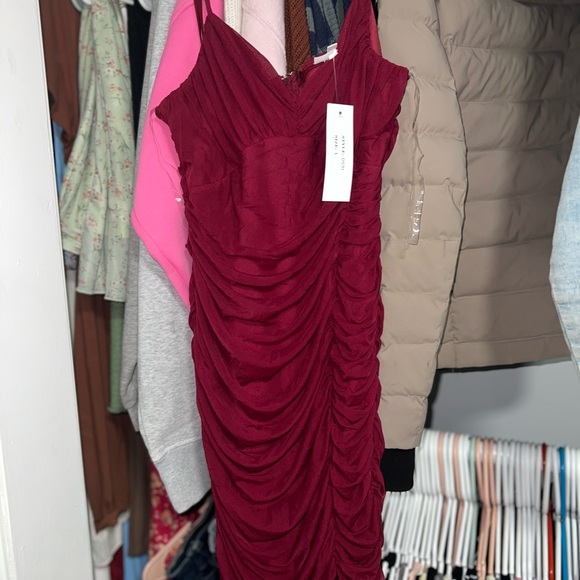 Red Ruched Mini Dress - Picture 2 of 2